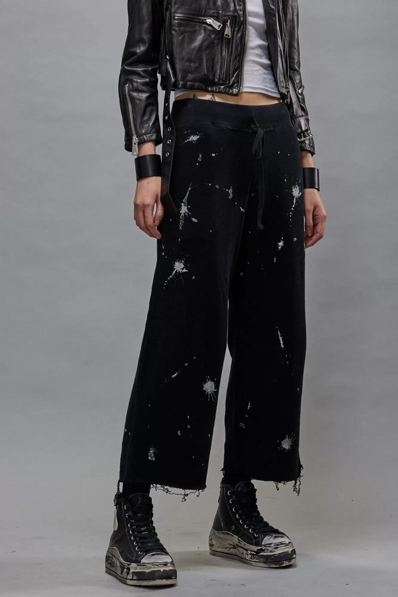 Pants & Shorts<R13 ARTICULATED KNEE SWEATPANT - SPLATTERED BLACK