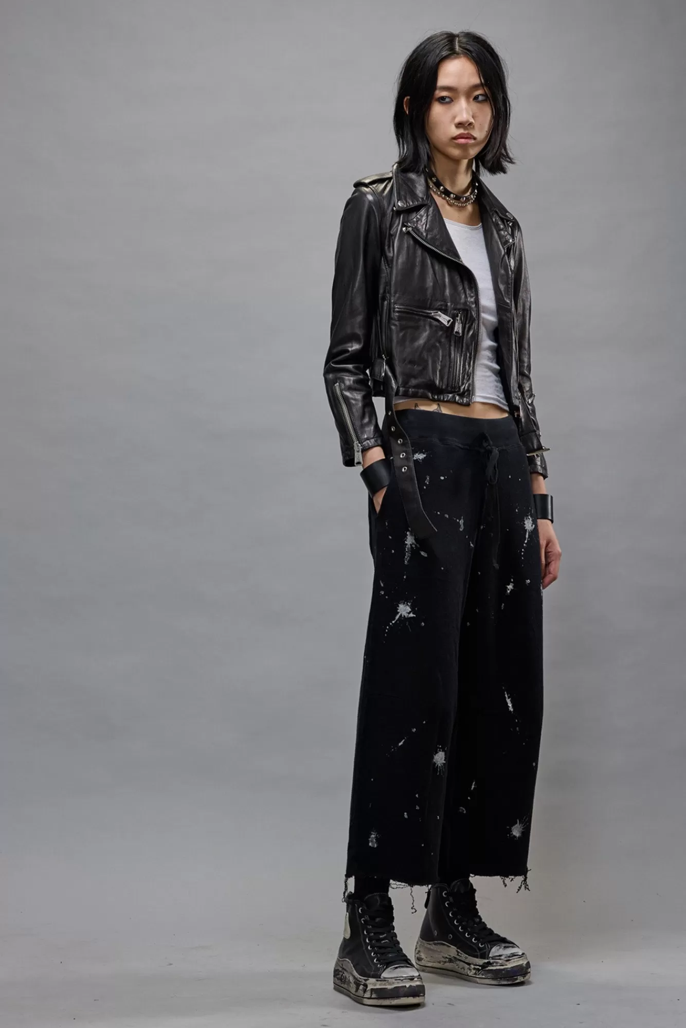 Pants & Shorts<R13 ARTICULATED KNEE SWEATPANT - SPLATTERED BLACK