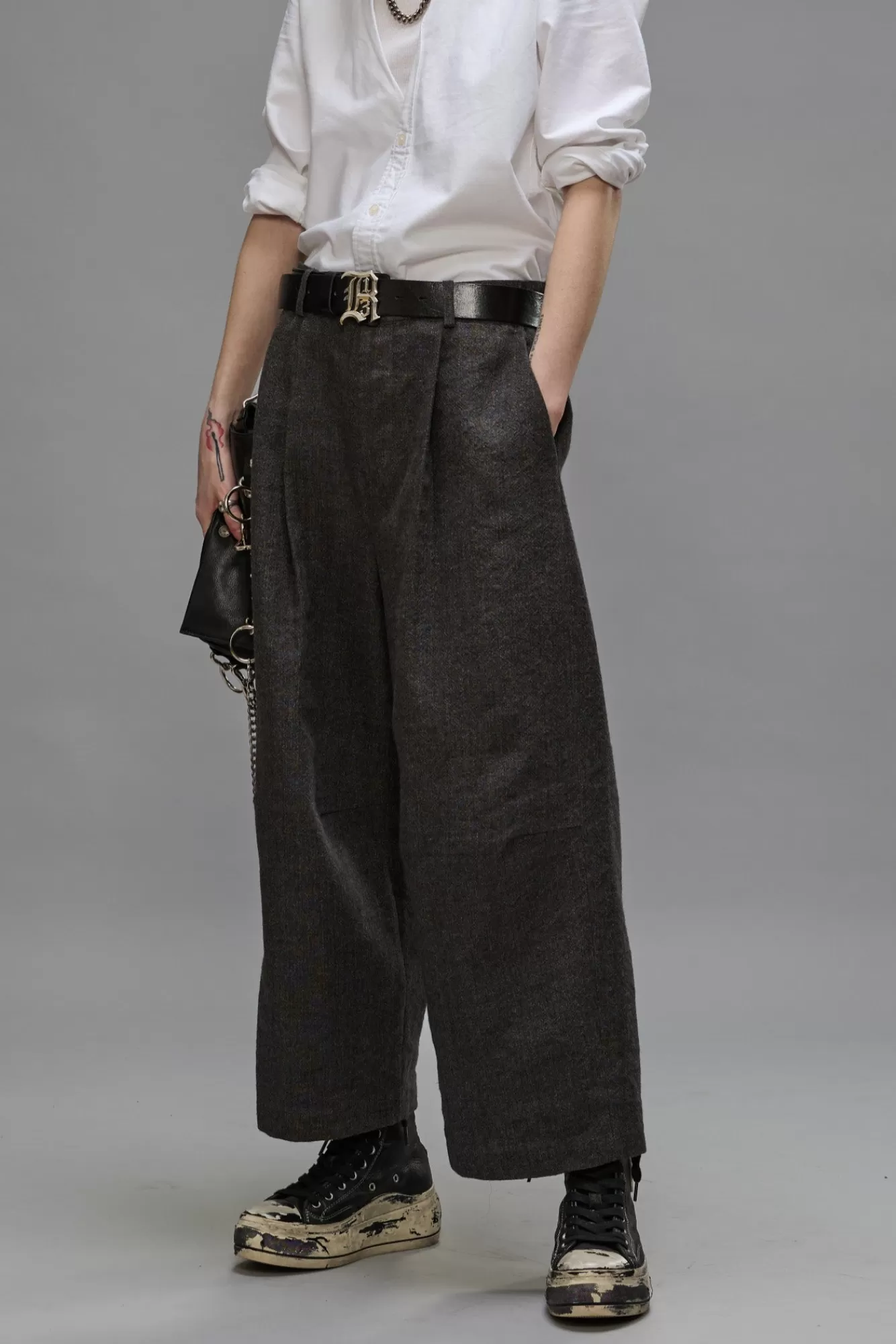 Pants & Shorts<R13 ARTICULATED KNEE TROUSER - DARK GREY