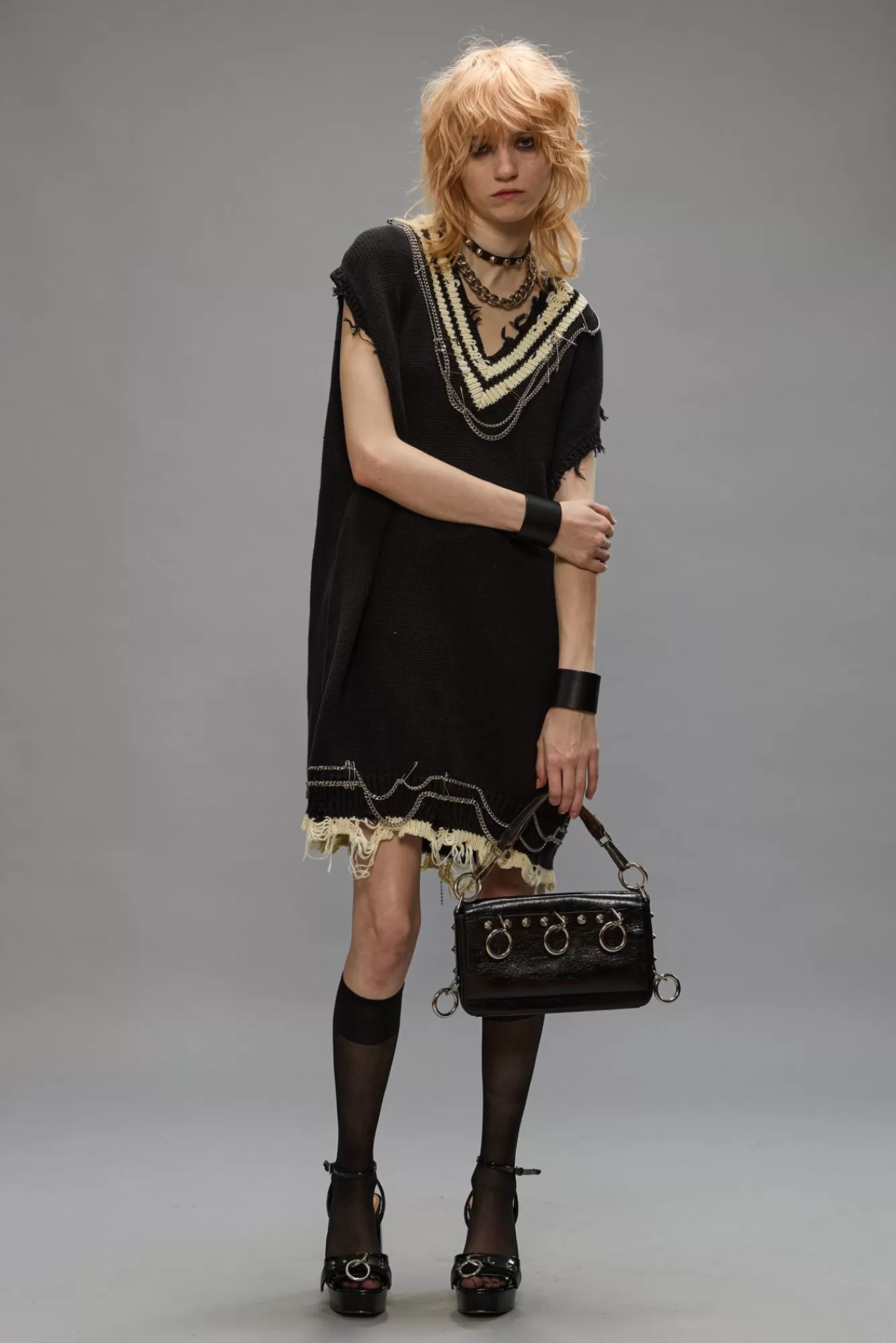 Sweaters | Dresses & Skirts<R13 CHAIN EMBELLISHED VEST DRESS - BLACK