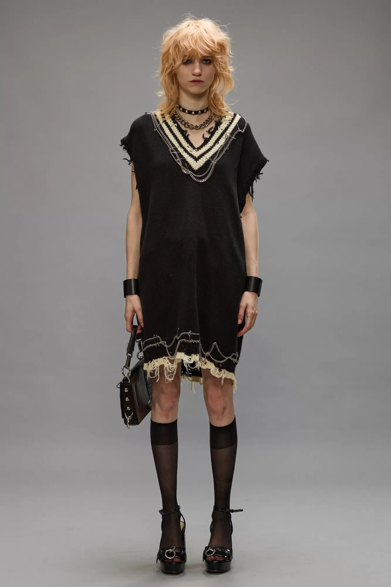 Sweaters | Dresses & Skirts<R13 CHAIN EMBELLISHED VEST DRESS - BLACK