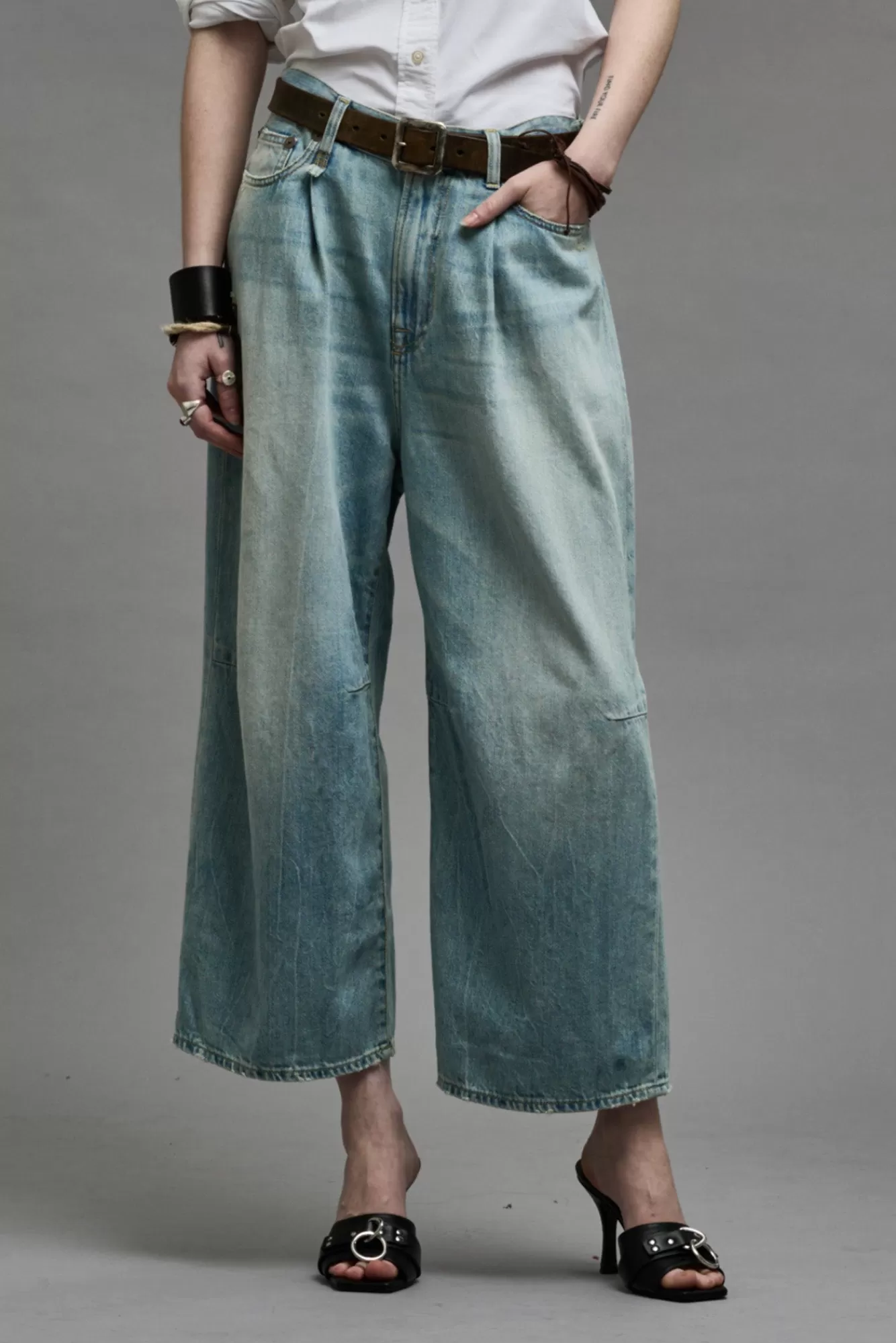 Wide Leg<R13 CROPPED WIDE LEG JEAN - TONI BLUE