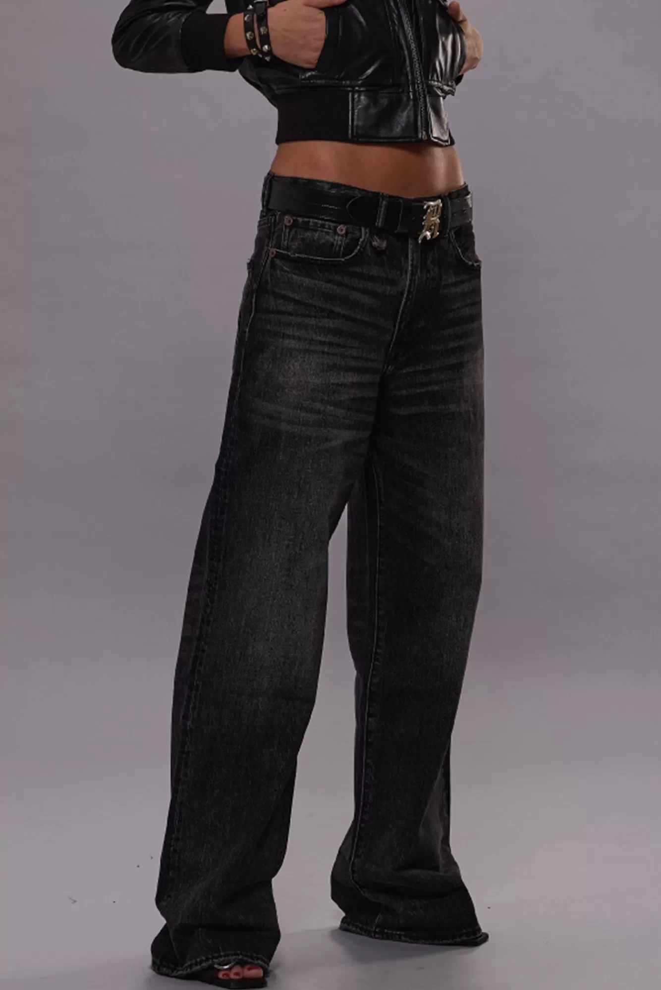 Wide Leg<R13 D'ARCY LOOSE JEAN - ARVIN BLACK