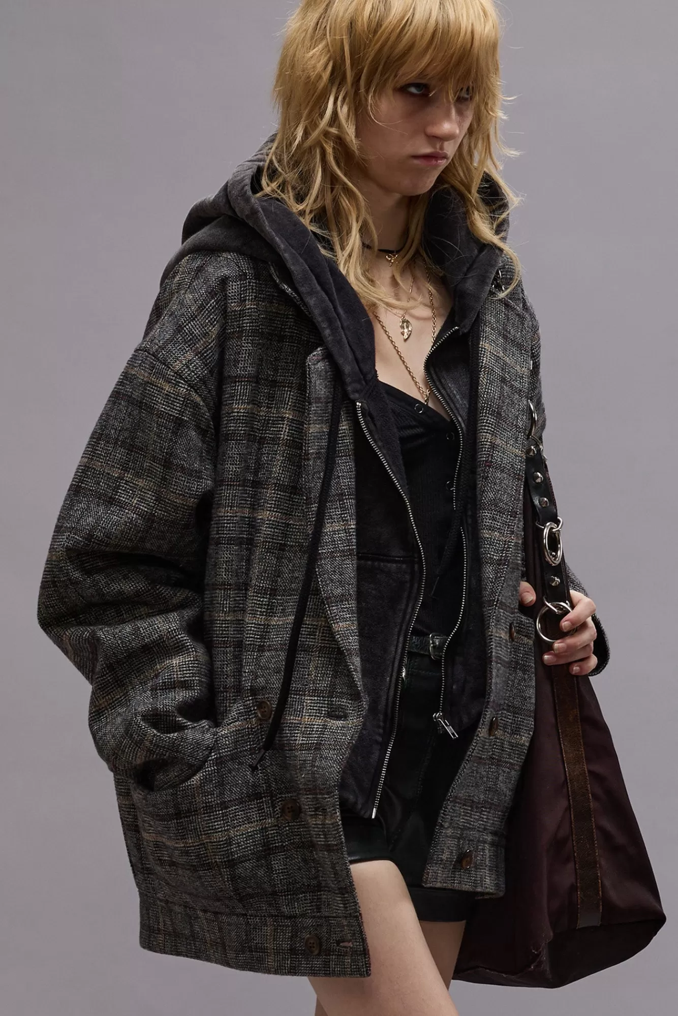 Jackets & Coats<R13 DOUBLE BREASTED JACKET - GREY PLAID