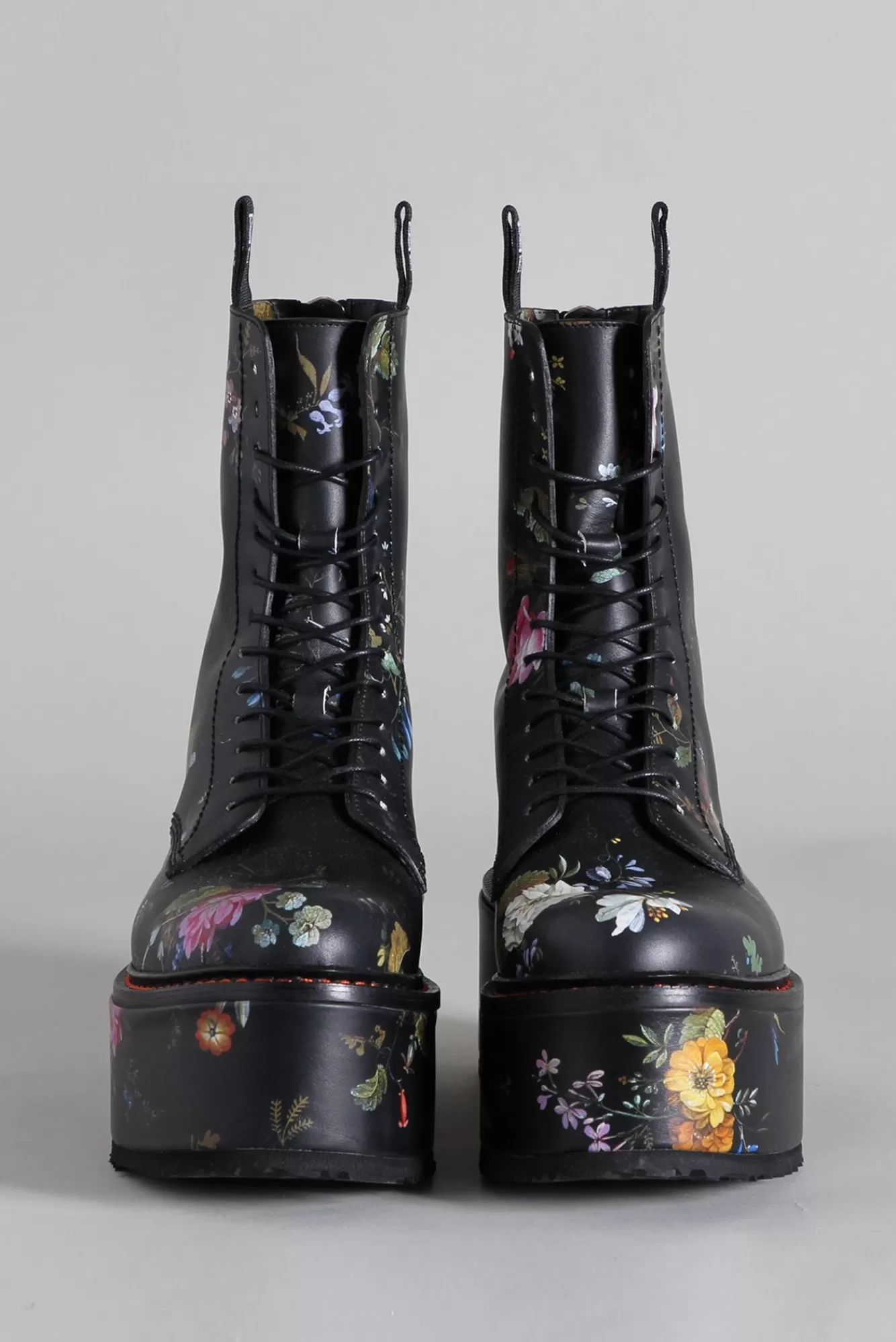 Boots<R13 DOUBLE STACK BOOT - BLACK FLORAL