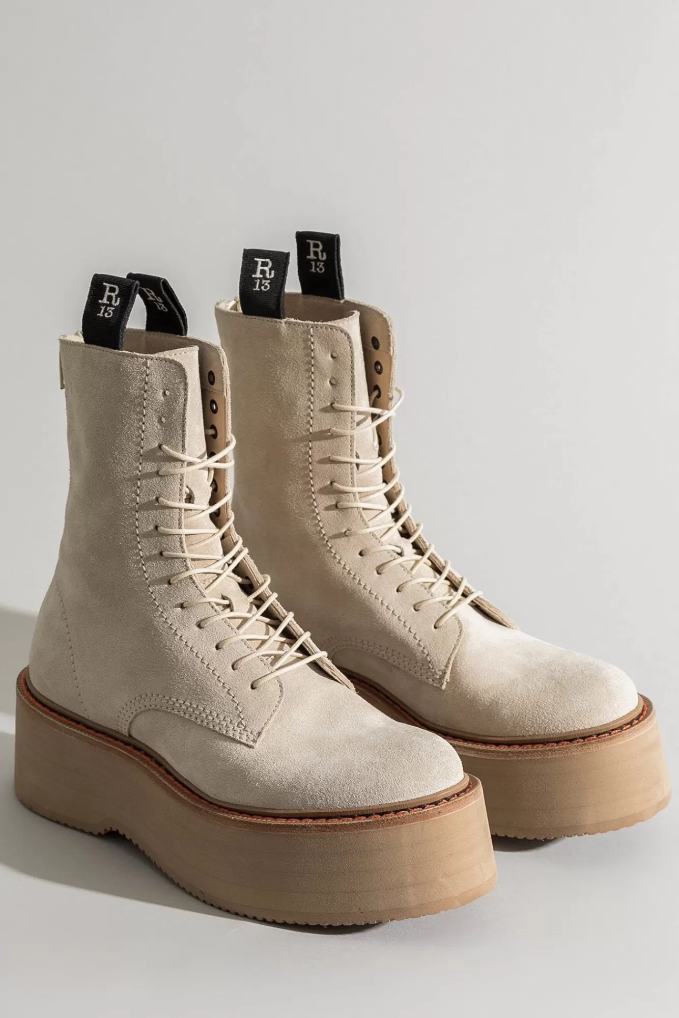 Boots<R13 DOUBLE STACK BOOT - KHAKI SUEDE