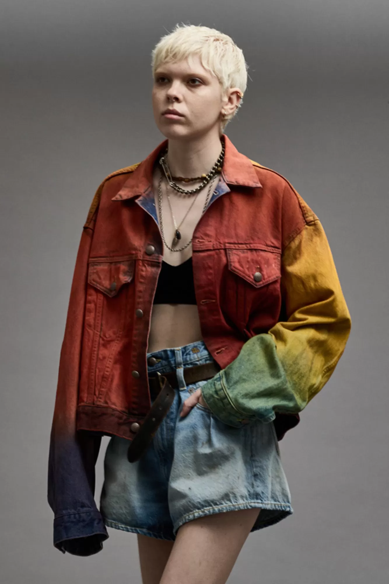 Jackets & Coats<R13 ELI BOXY TRUCKER JACKET - MULTICOLOR SPRAY DYE
