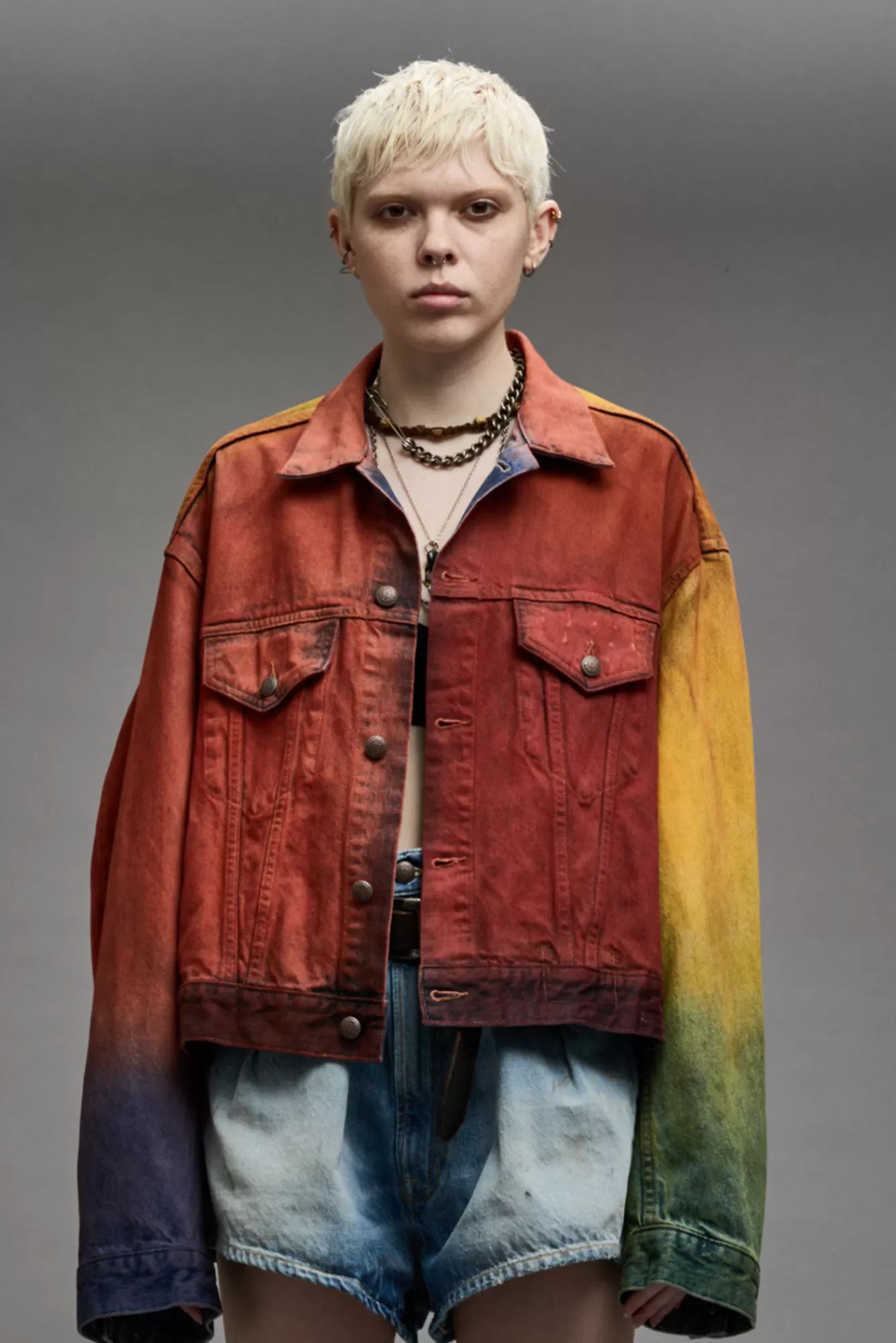 Jackets & Coats<R13 ELI BOXY TRUCKER JACKET - MULTICOLOR SPRAY DYE
