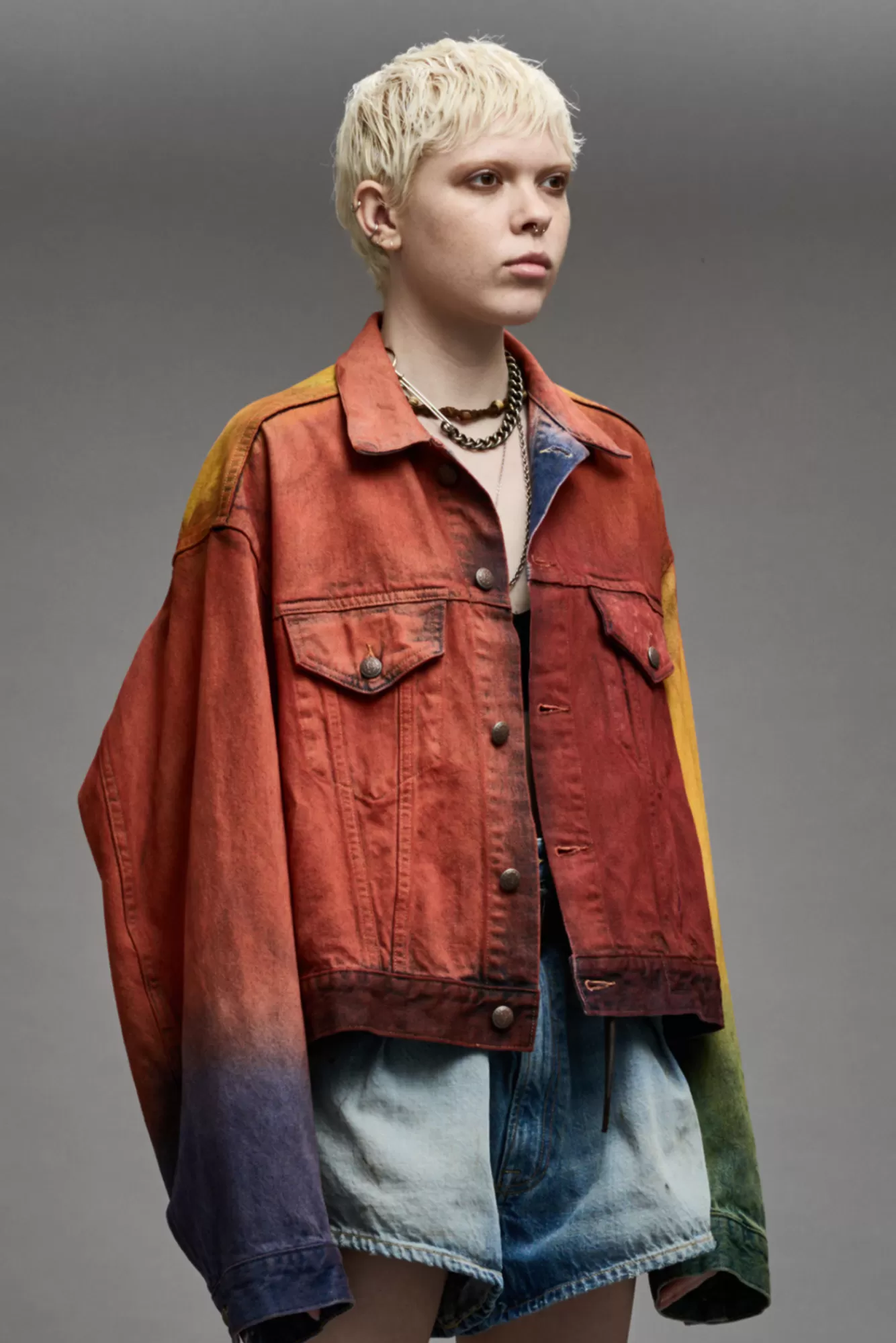 Jackets & Coats<R13 ELI BOXY TRUCKER JACKET - MULTICOLOR SPRAY DYE