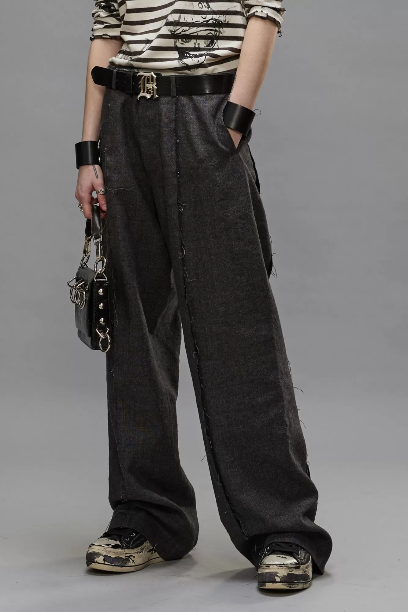 Pants & Shorts<R13 EXPOSED SEAM TROUSER - DARK GREY