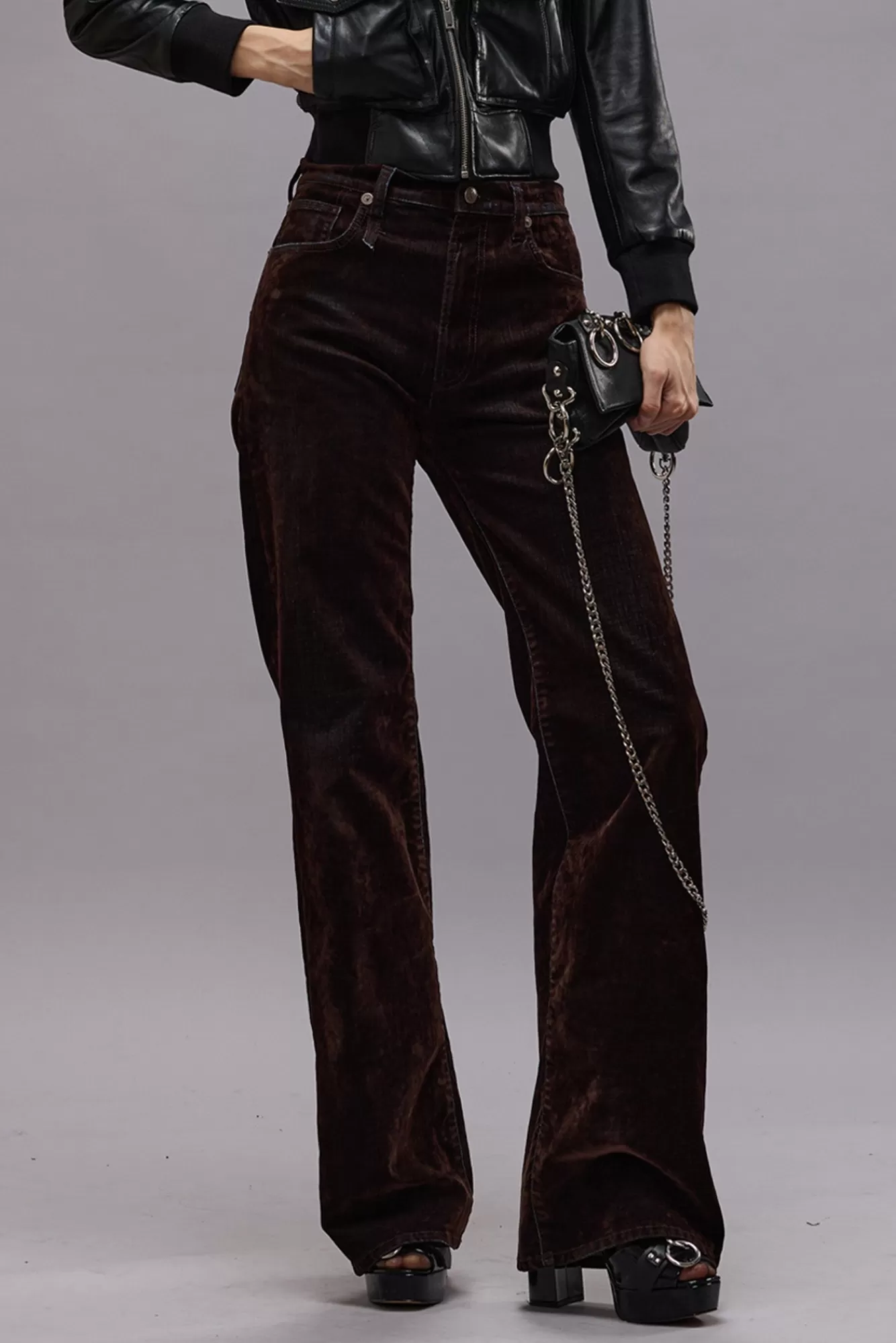 Wide Leg<R13 JANE JEAN - FLOCKED BROWN