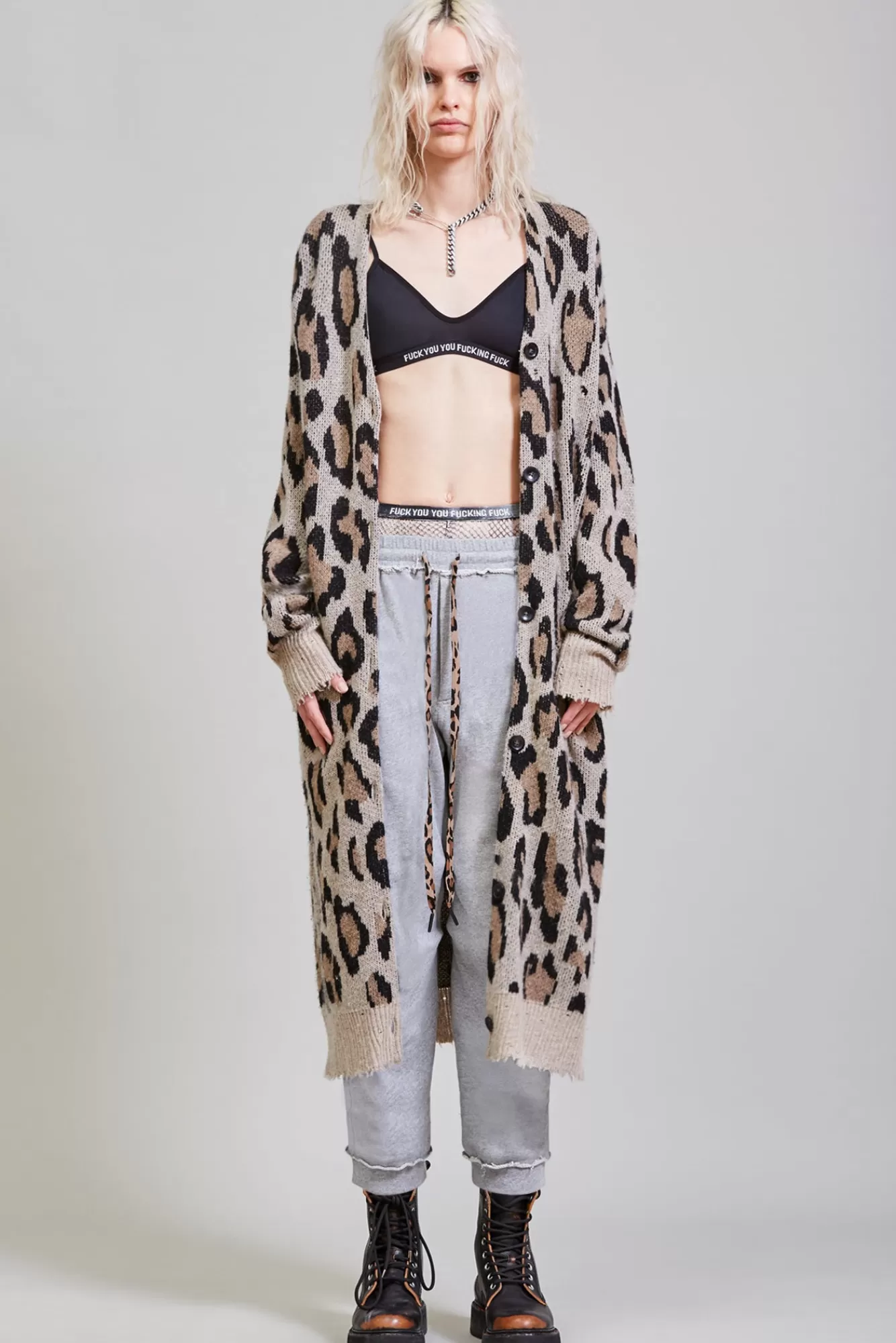 Sweaters<R13 LONG LEOPARD CARDIGAN