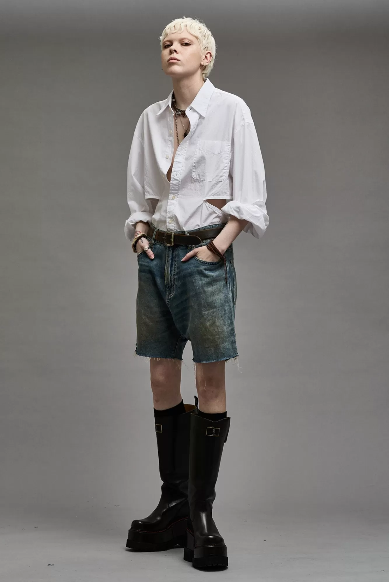 Shorts/Skirts<R13 MARKY DROP SHORT - WEBER LINEN INDIGO