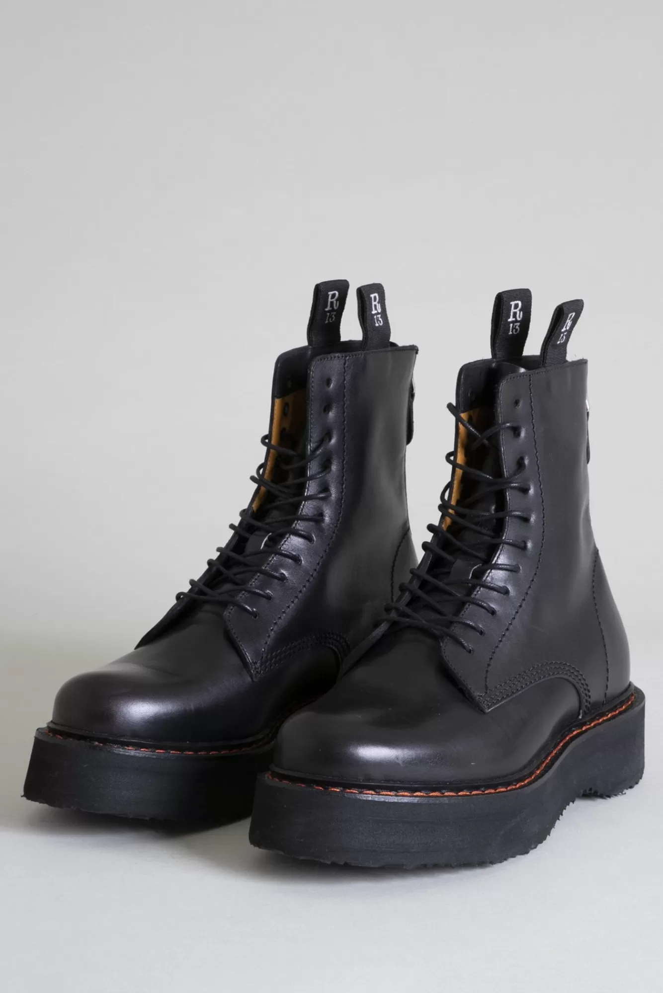 Footwear<R13 MEN'S SINGLE STACK BOOT - BLACK