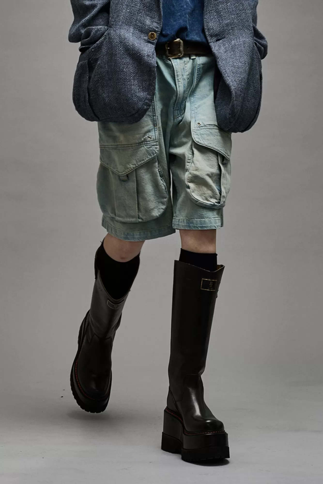 Shorts/Skirts<R13 MULTIPOCKET RELAXED SHORT - LENNON BLUE