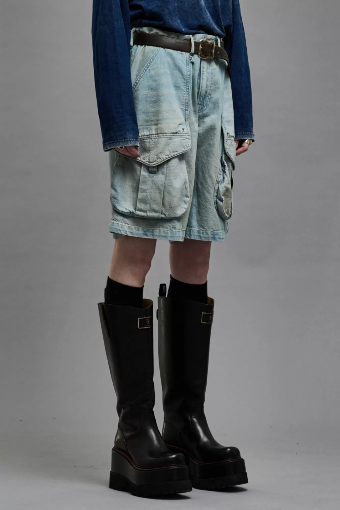Shorts/Skirts<R13 MULTIPOCKET RELAXED SHORT - LENNON BLUE