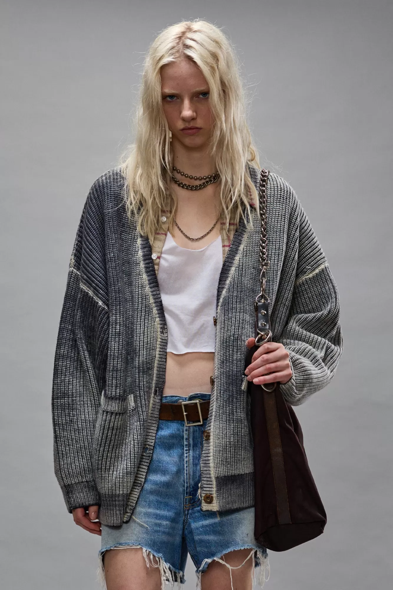 Sweaters<R13 OVERSIZED CARDIGAN - DISTRESSED BLACK