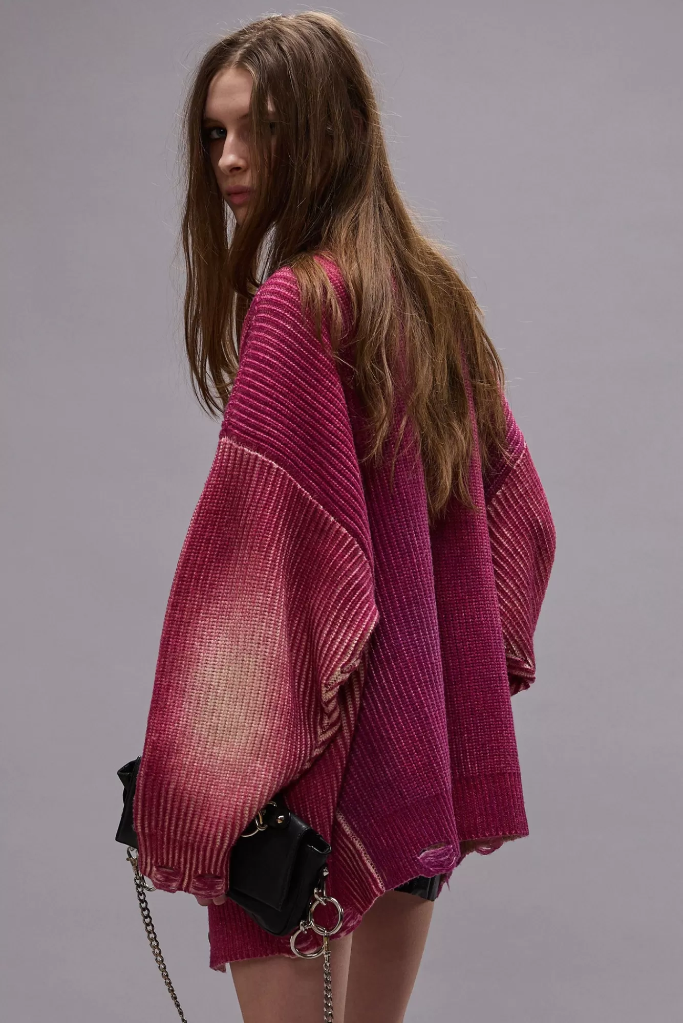 Sweaters<R13 OVERSIZED CARDIGAN - RASPBERRY PRINT