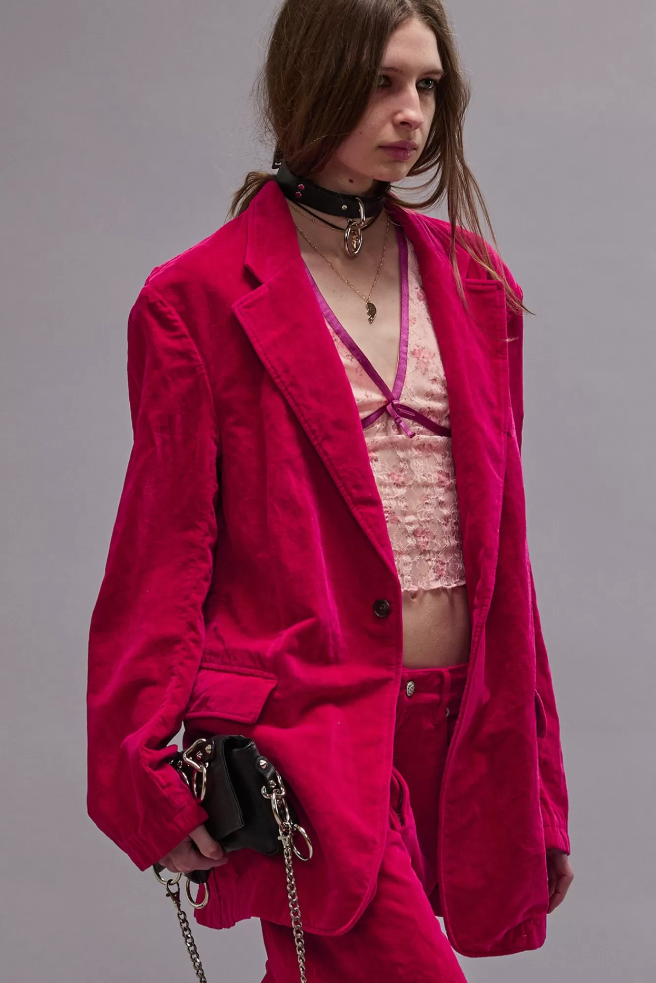 Jackets & Coats<R13 OVERSIZED RAGGED BLAZER - RASPBERRY VELVET