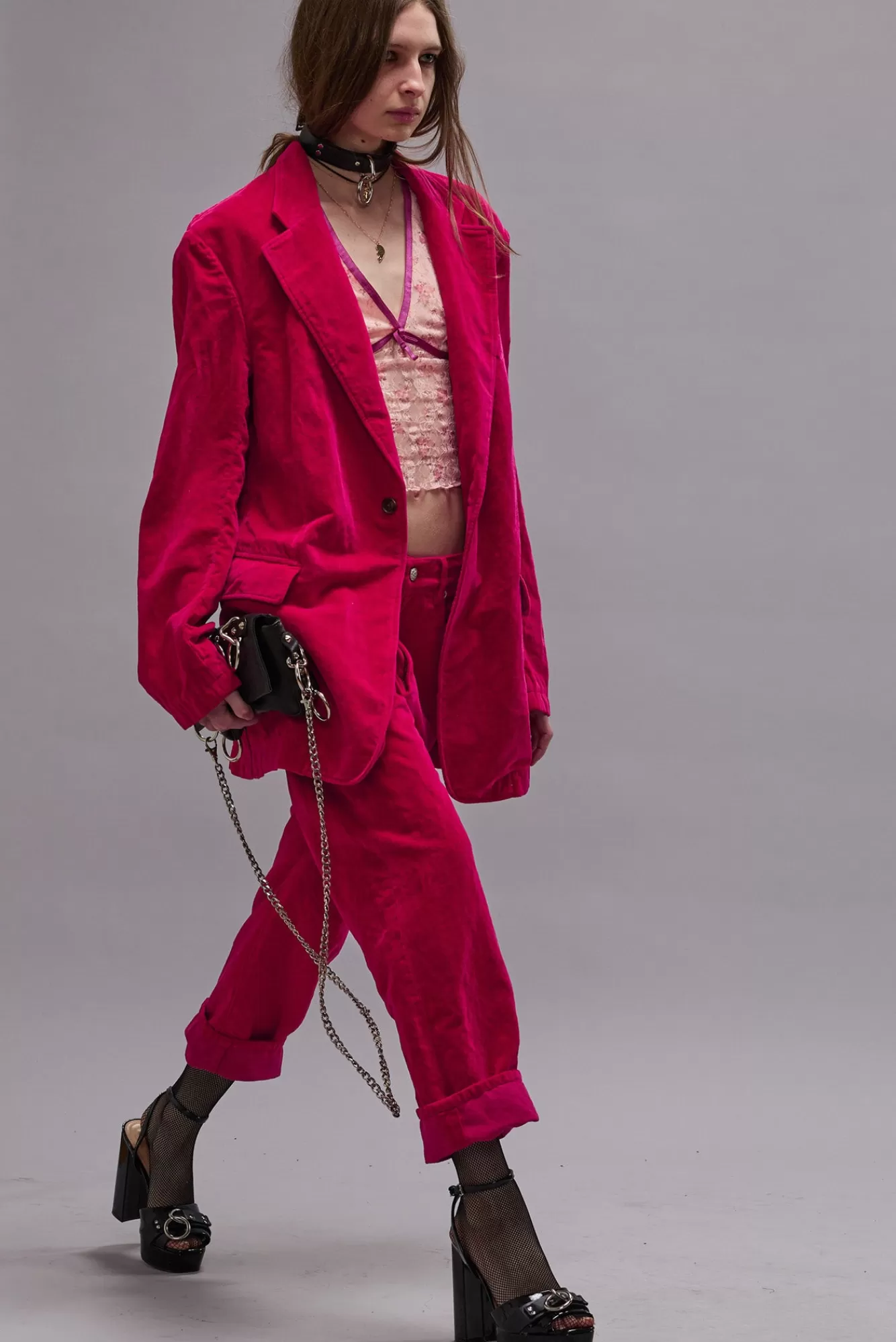 Jackets & Coats<R13 OVERSIZED RAGGED BLAZER - RASPBERRY VELVET