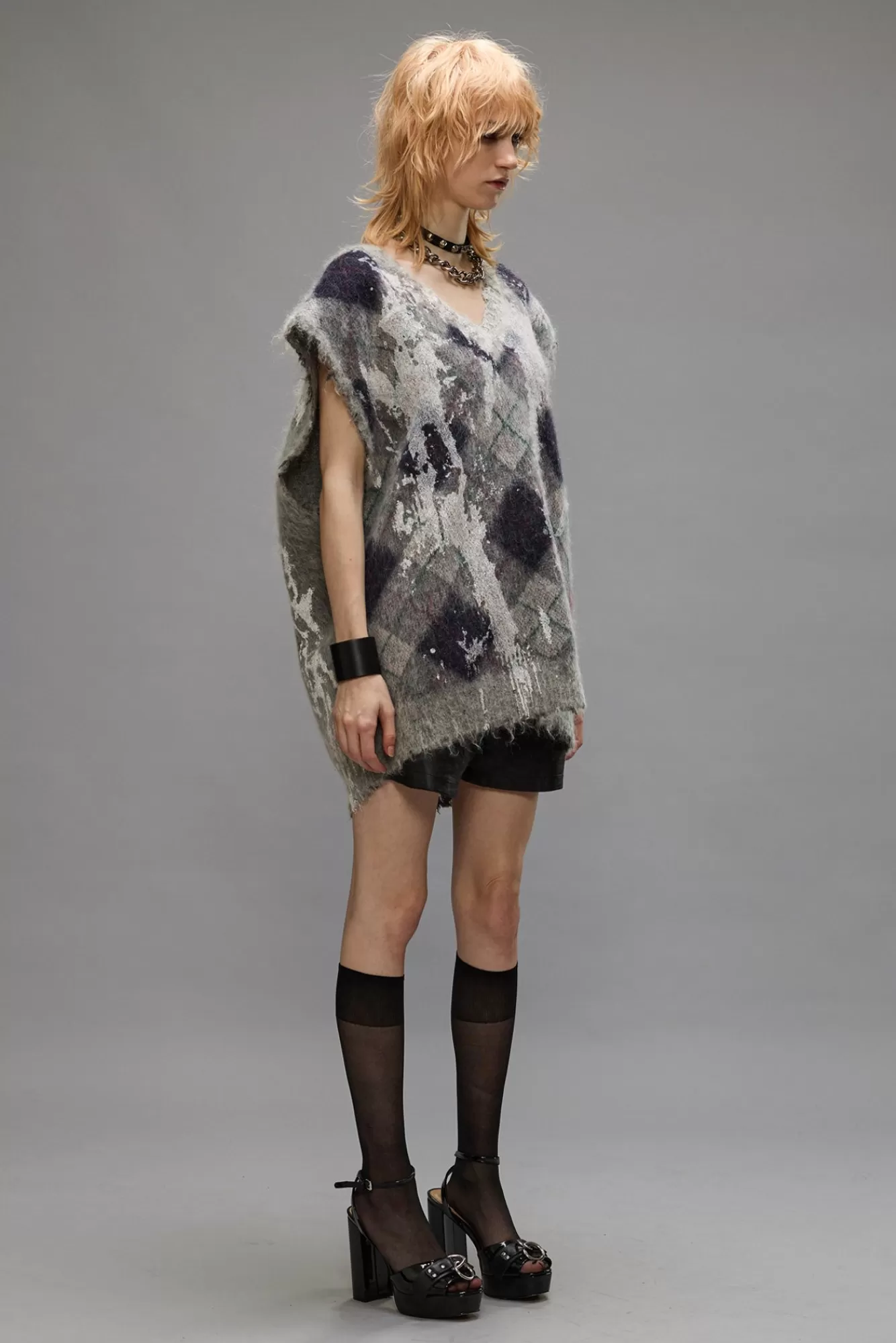 Sweaters | Dresses & Skirts<R13 OVERSIZED SWEATER VEST - GREY ARGYLE