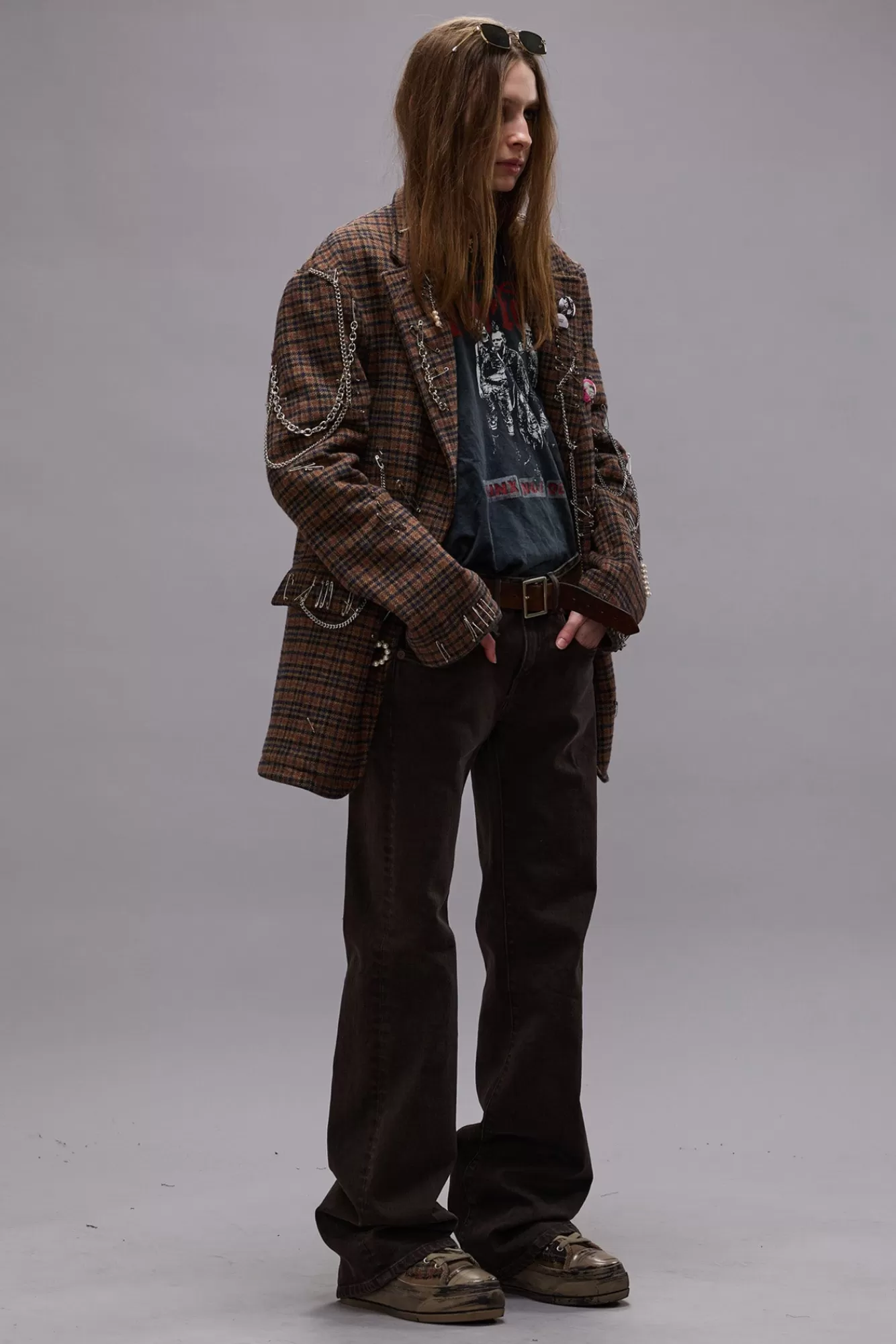 Jackets & Coats<R13 PINCUSHION BLAZER - BROWN PLAID