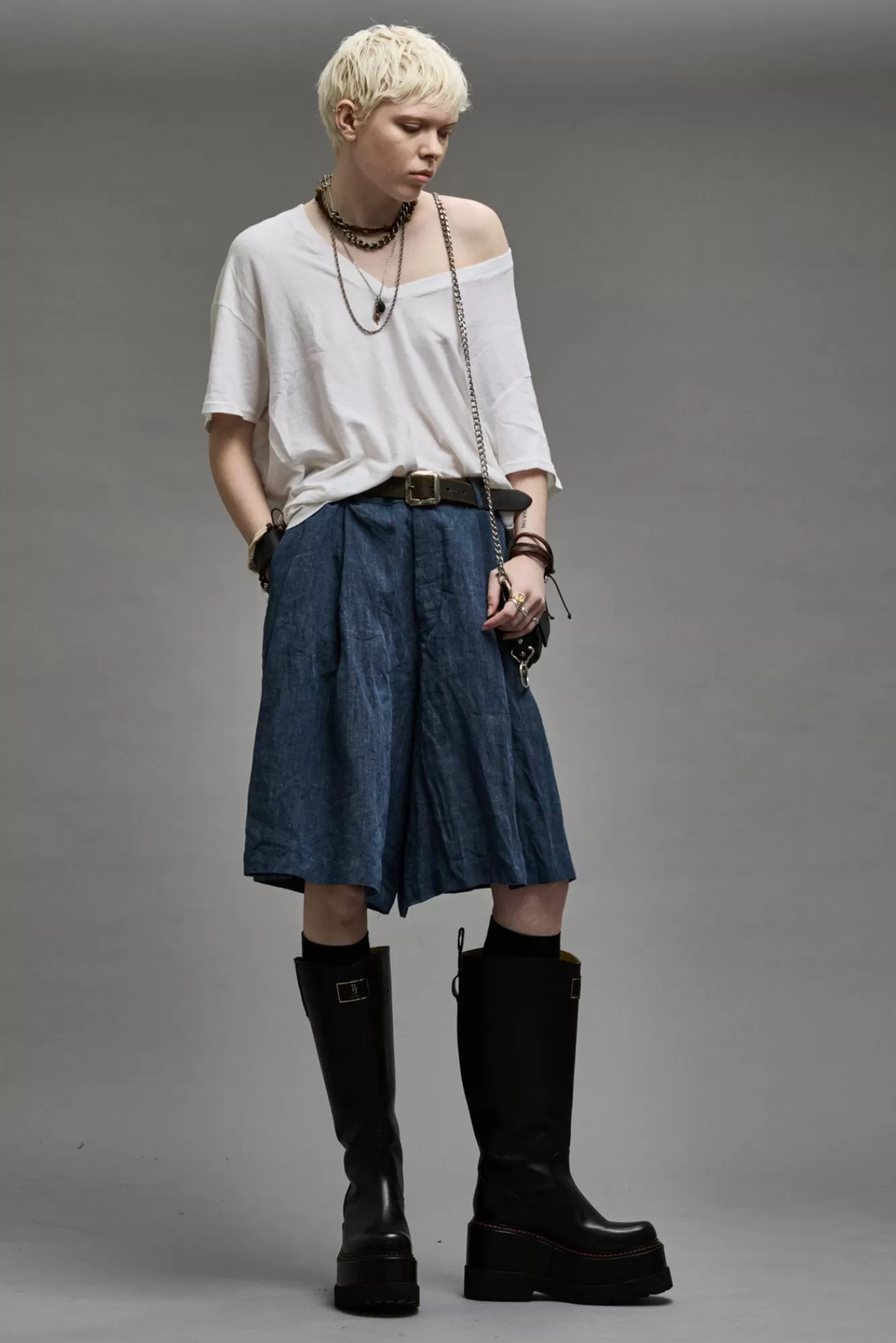 Pants & Shorts<R13 PLEATED CULOTTES - DARK INDIGO