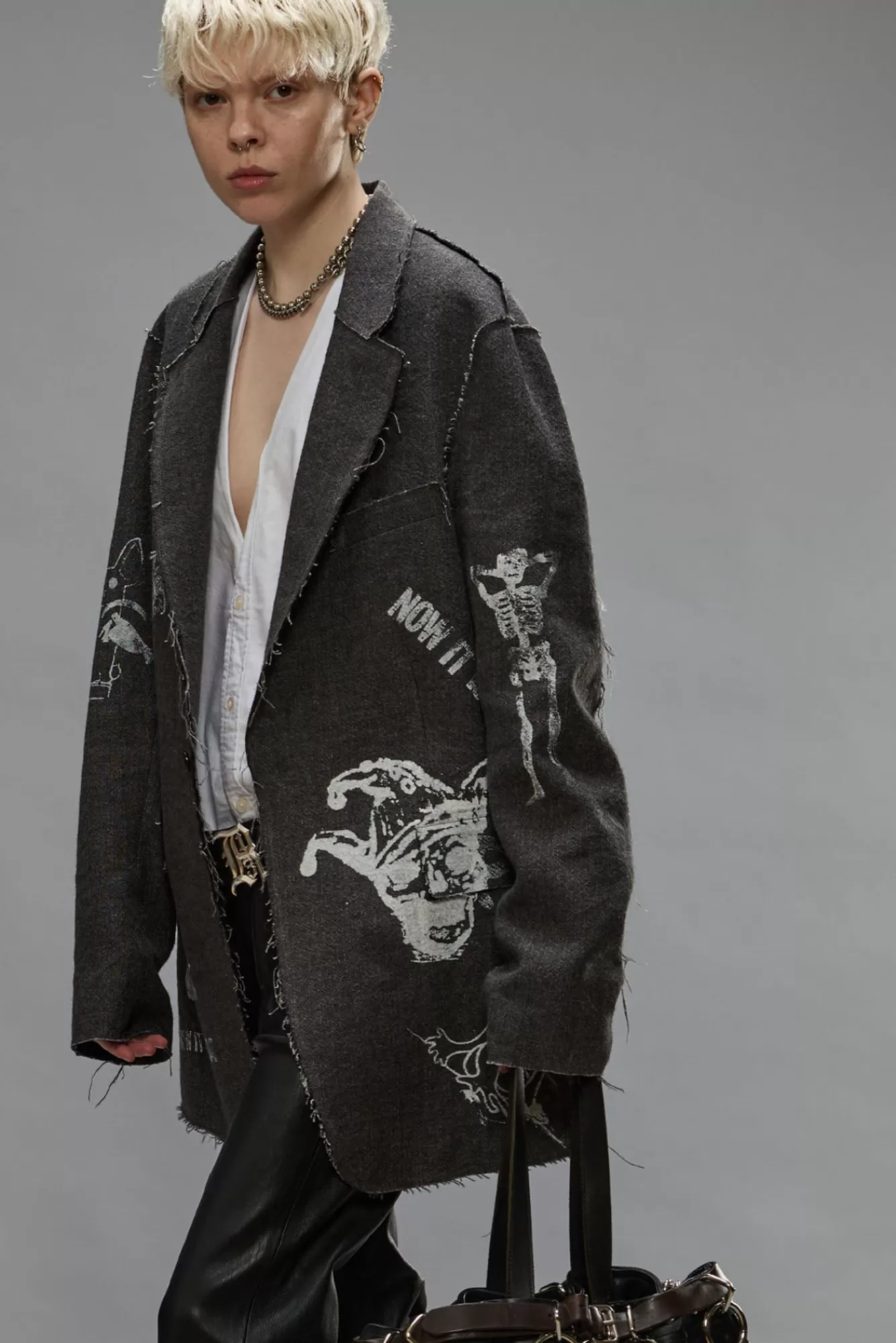 Jackets & Coats<R13 RAW CUT RAGGED BLAZER - DARK GREY