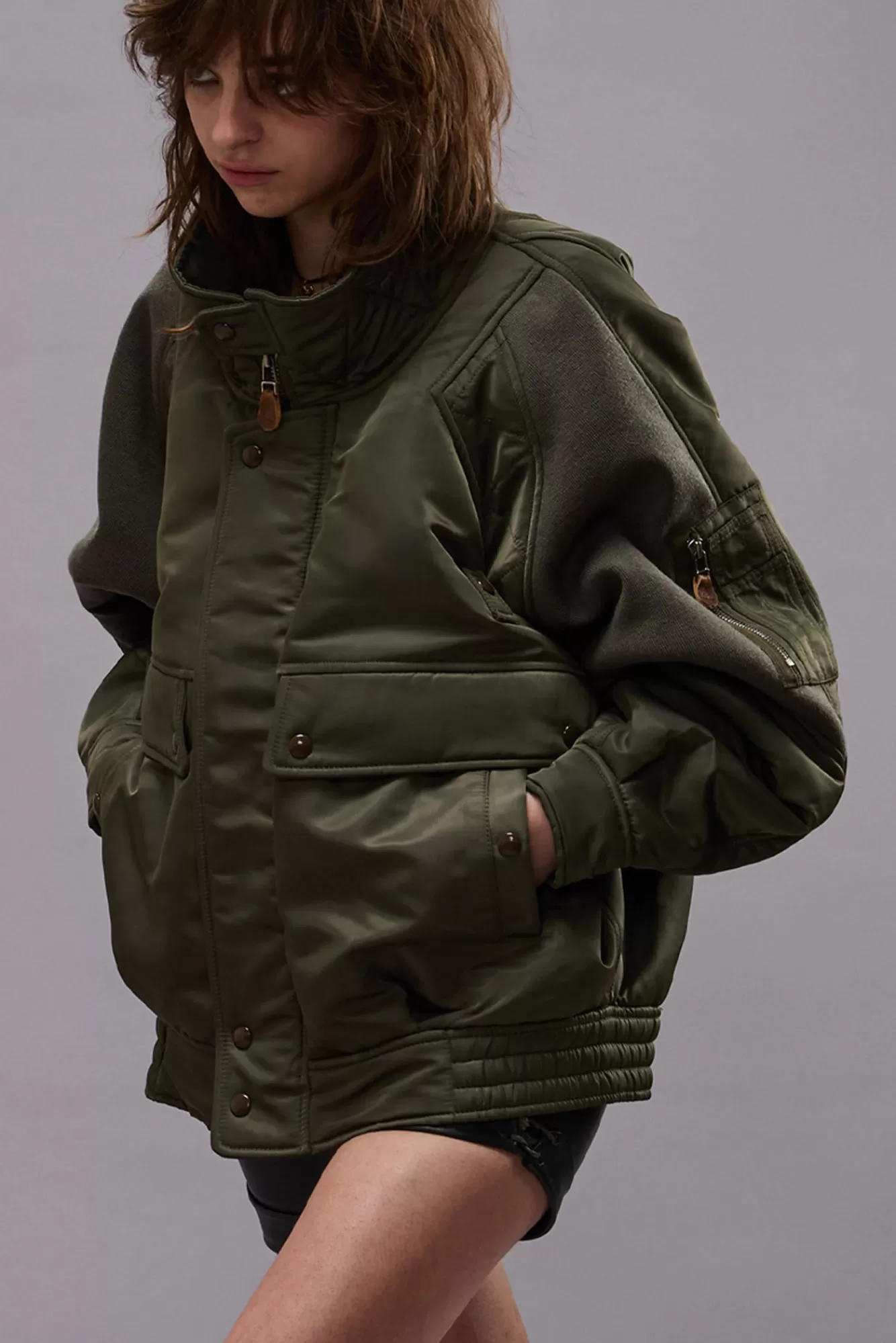 Jackets & Coats<R13 RIBBED FLIGHT BOMBER - OLIVE