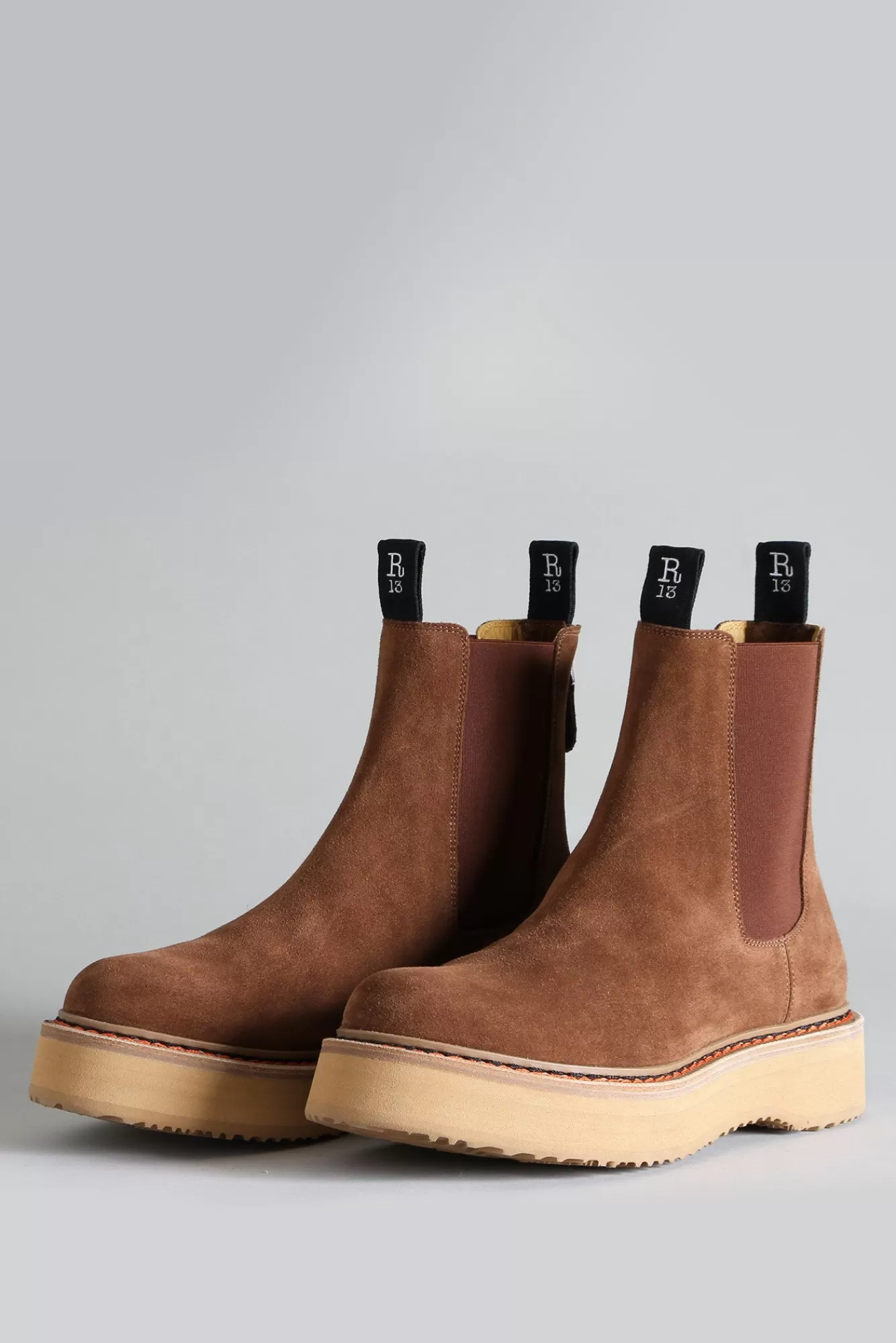 Boots<R13 SINGLE STACK CHELSEA BOOT - BROWN SUEDE