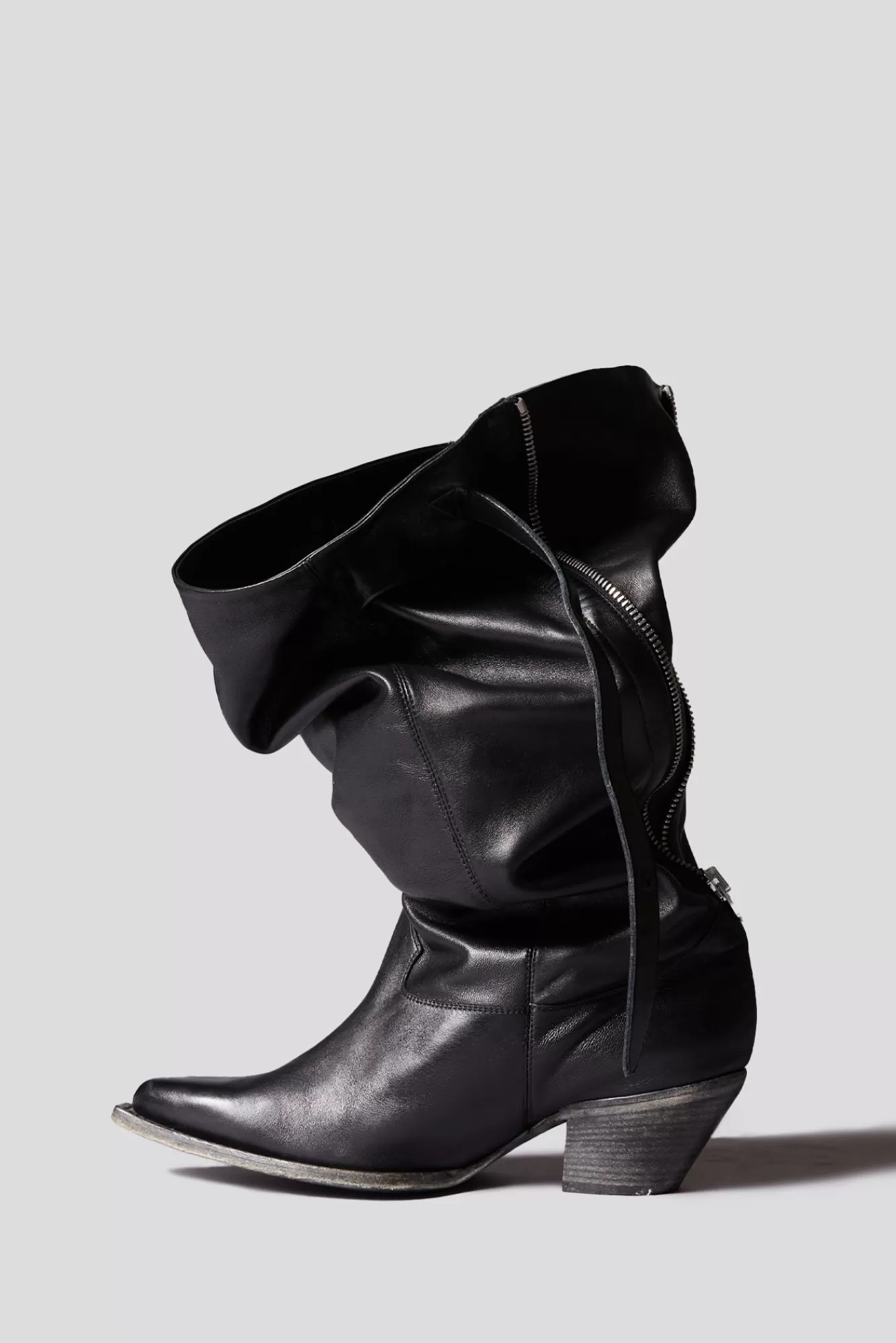 Boots | Cowboys<R13 SLOUCH COWBOY BOOT - BLACK LEATHER