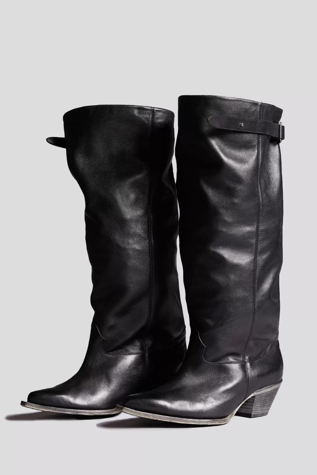 Boots | Cowboys<R13 SLOUCH COWBOY BOOT - BLACK LEATHER