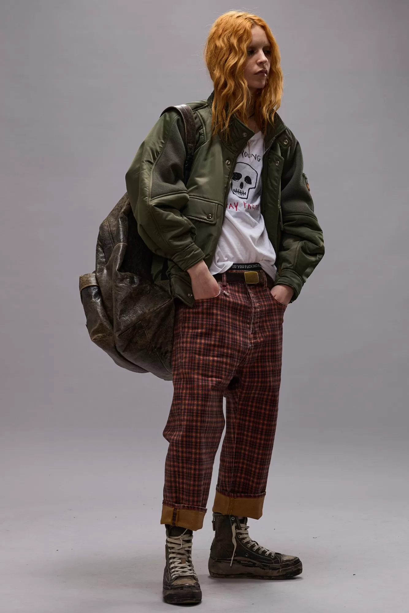 Drop<R13 TAILORED DROP - PRINTED AUBURN PLAID