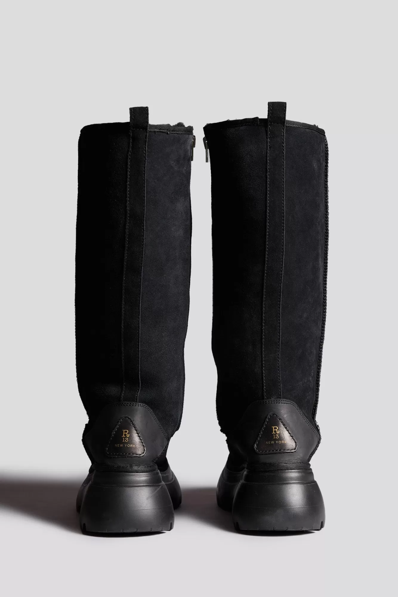 Boots<R13 TALL CHUNKY SHEARLING BOOT - BLACK