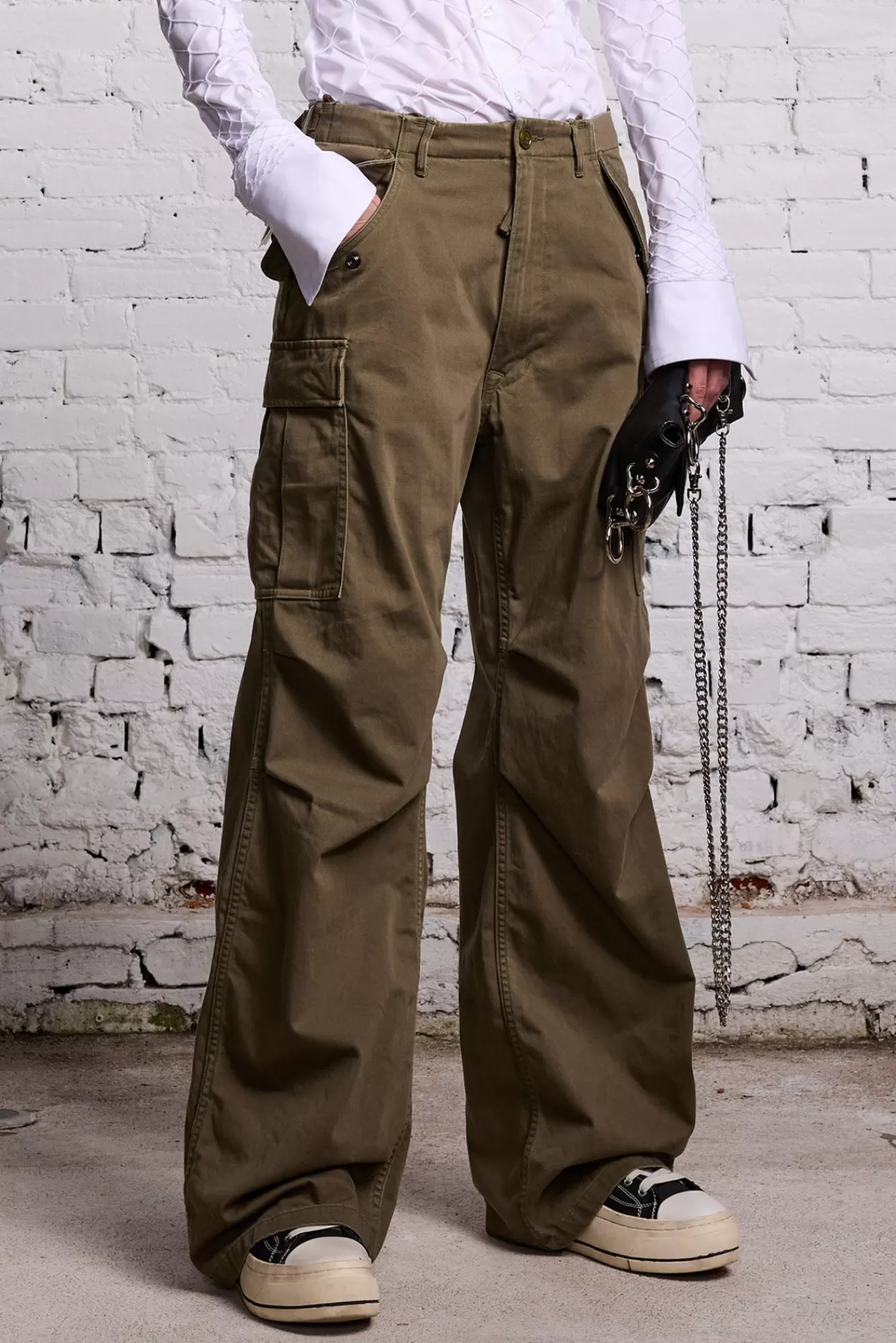 Pants & Shorts<R13 WIDE LEG CARGO - OLIVE