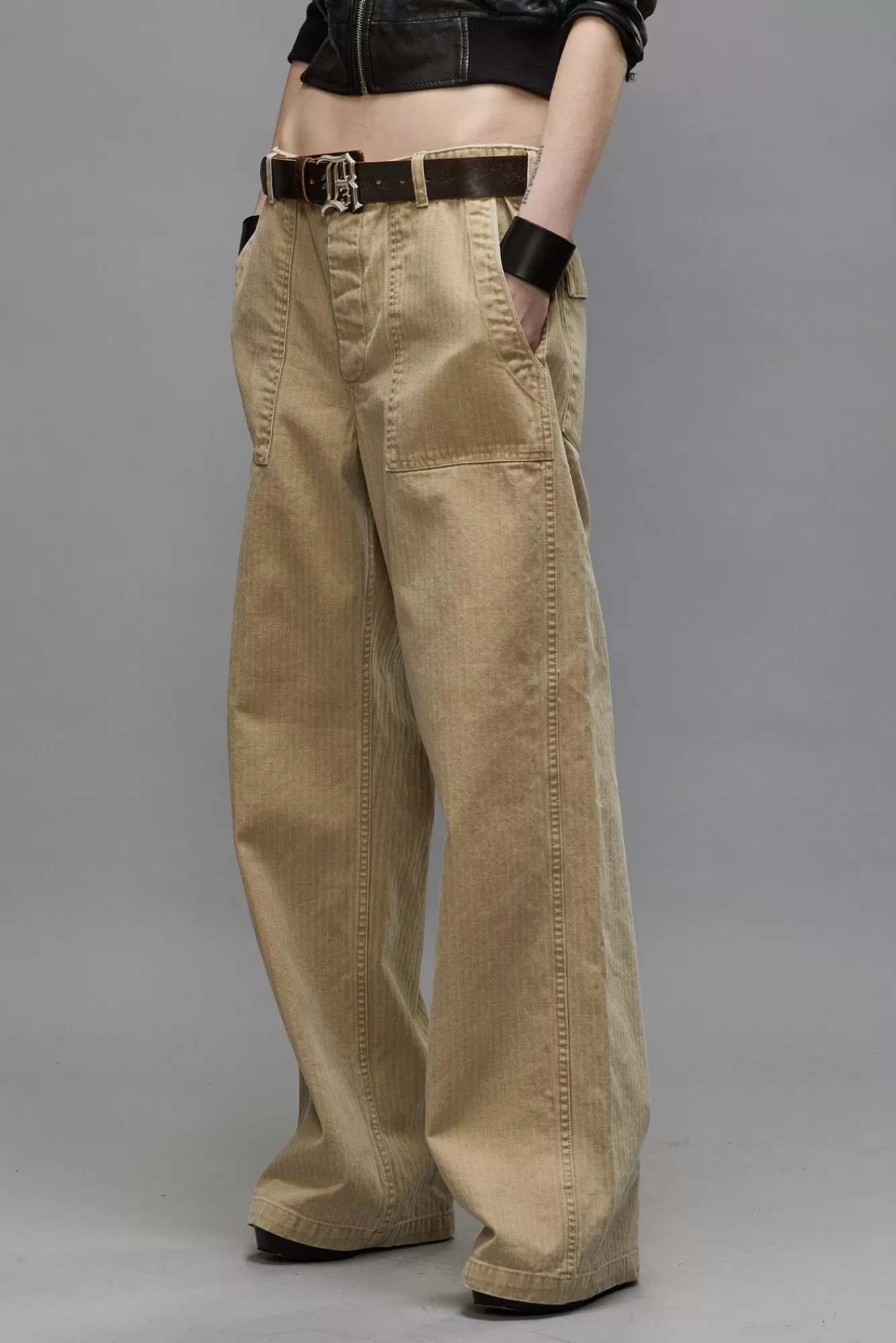 Pants & Shorts<R13 WIDE LEG UTILITY PANT - BEIGE