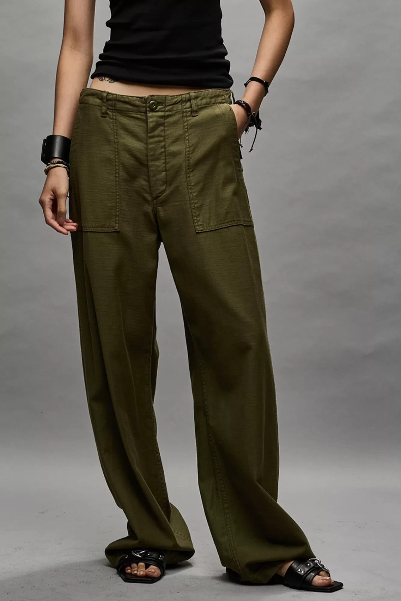 Pants & Shorts<R13 WIDE LEG UTILITY PANT - OLIVE